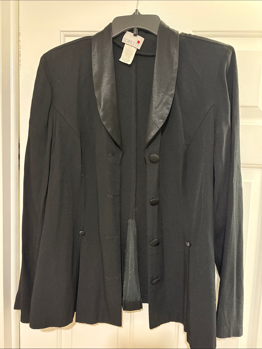 Scarlett Black Satin-Trim Blazer